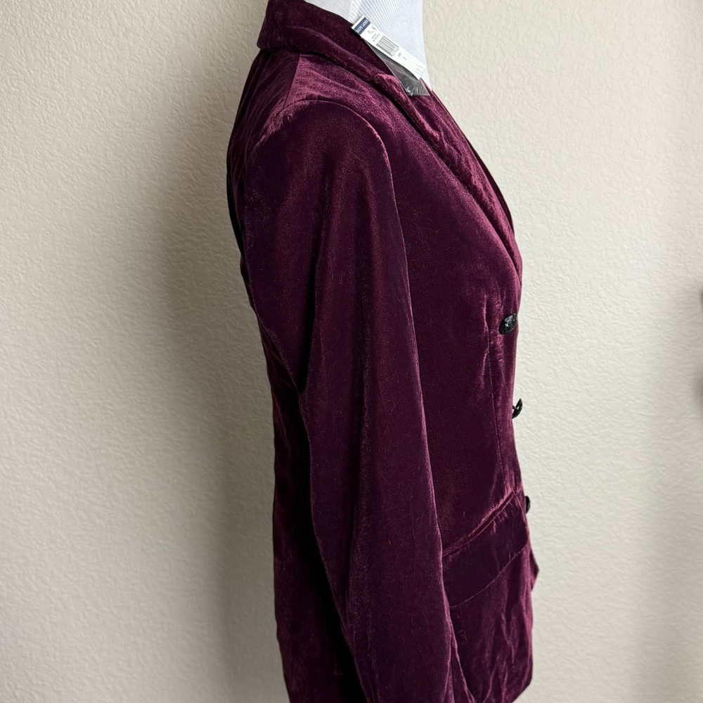 Ralph Lauren Velvet Blazer 2 Chianti Double Breasted Button Jacket Womens NWT - Picture 12 of 14